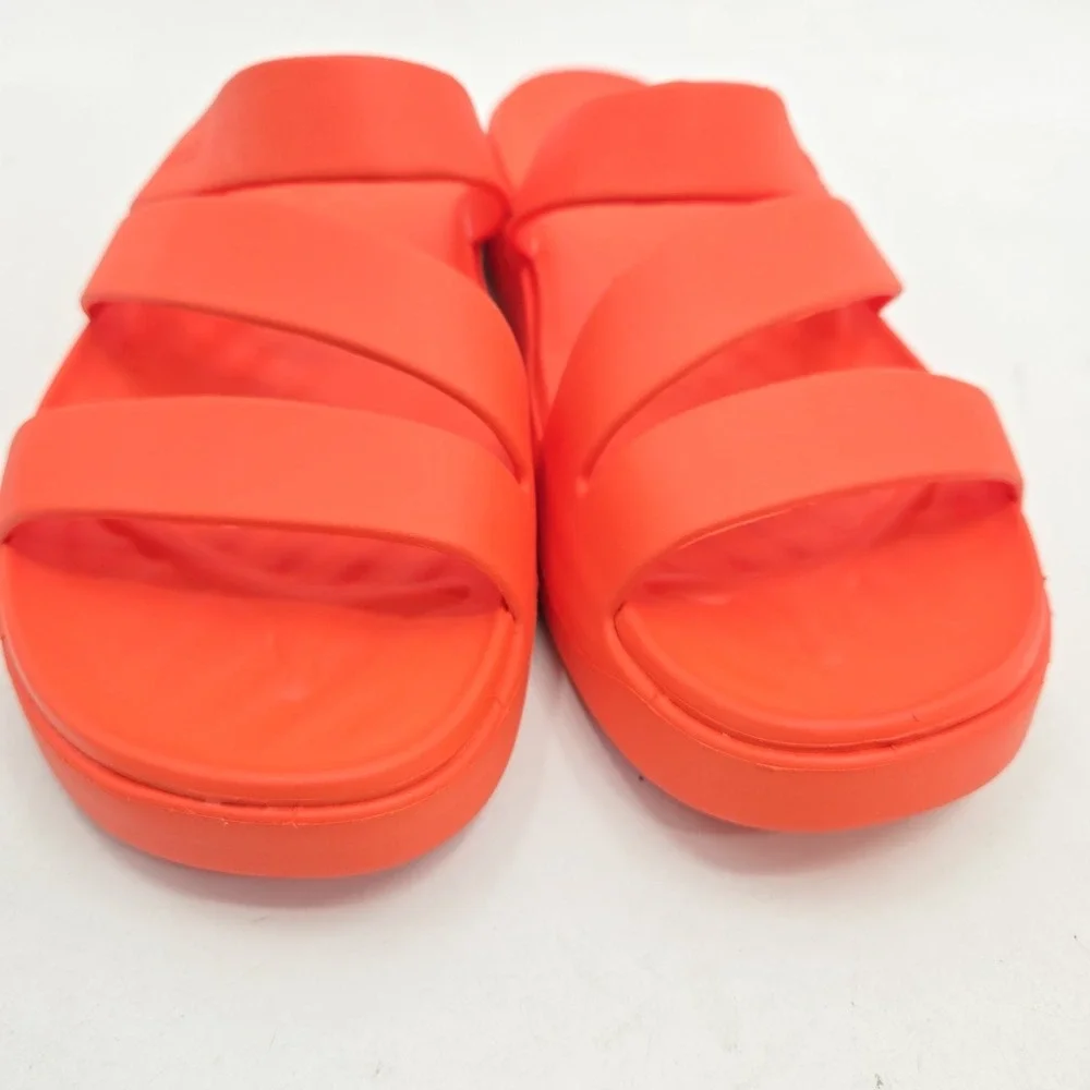 Crocs Getaway Sandals Strappy Women Size 10 Orange Platform Bright Slip On Shoes - Picture 5 of 10